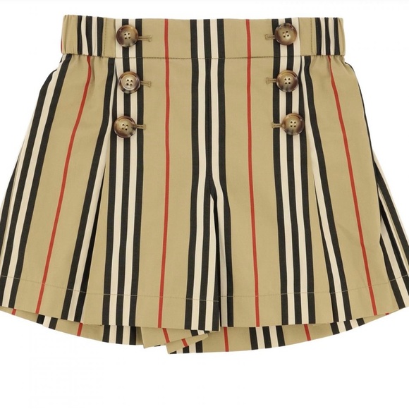 Burberry Other - Burberry Tan Striped Tamara Icon Girls Sailor Shorts w/ Button Detail 10Y 140cm